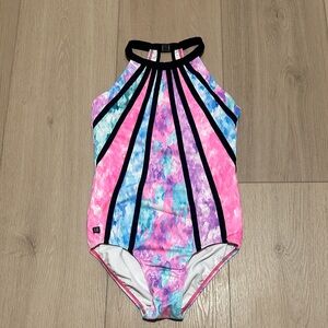 Sylvia P Leotard Child 12 Pink Green Blue Purple Tie Dye Gymnastics Leo Black